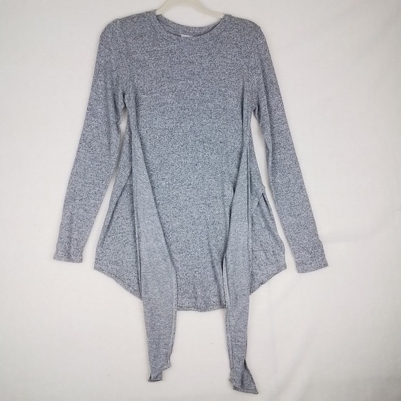 Anthropologie Womens Tunic Sz S‎ Heather Gray Knit Top Long Sleeve Waist Tie - Picture 4 of 14
